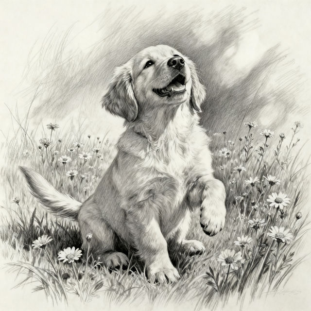 Golden Retriever Drawings - AI Generated gallery
