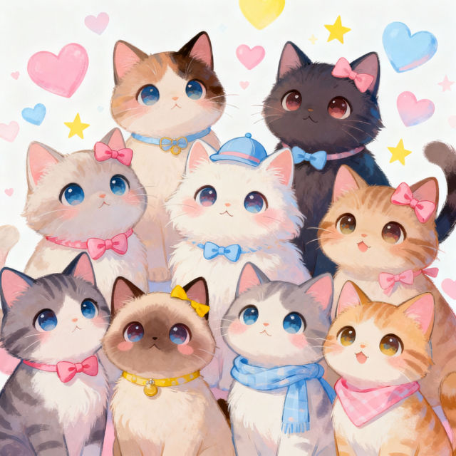 Kawaii Cute Cat Drawings - Made With AI gallery