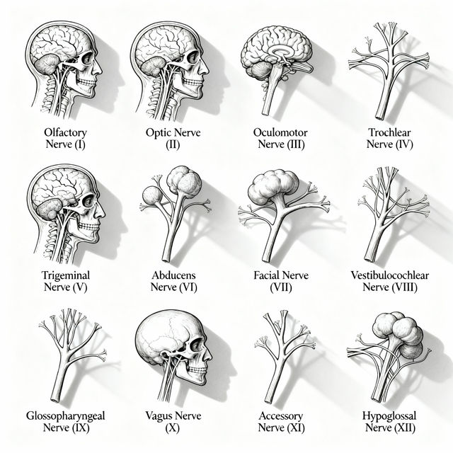 Cranial Nerves Drawings - AI Generated gallery