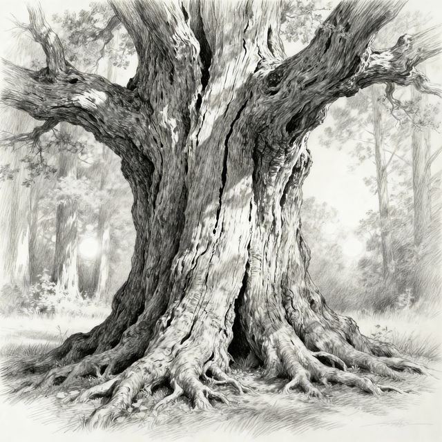 Tree Trunk Drawings - AI Generated Art gallery