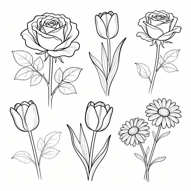Easy Flower Drawings - Made With AI gallery