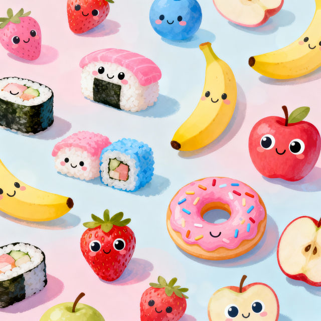 Cute Food Drawings - Made With AI gallery