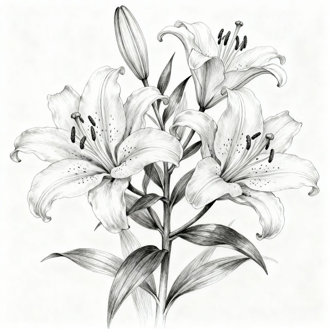 Lilies Flower Drawing gallery