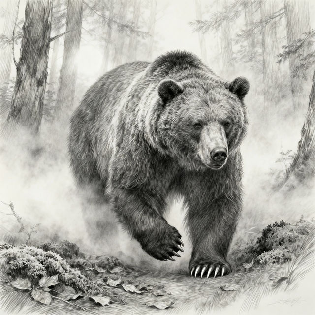 Grizzly Bear Drawings - AI Art gallery