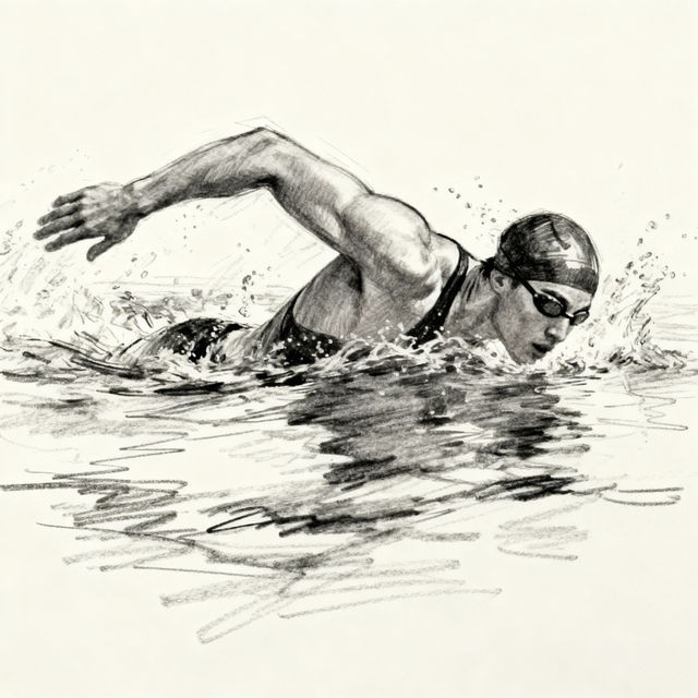 Swimmer Drawings - AI Generated gallery