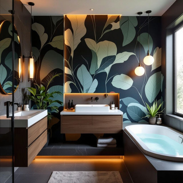 Bathroom Wallpaper Accent Wall Ideas gallery