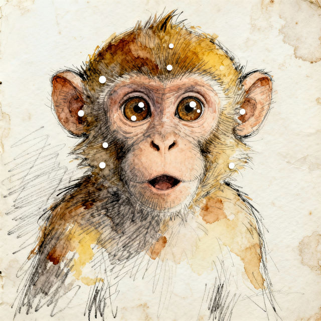 Monkey Head Drawing - AI Generated gallery