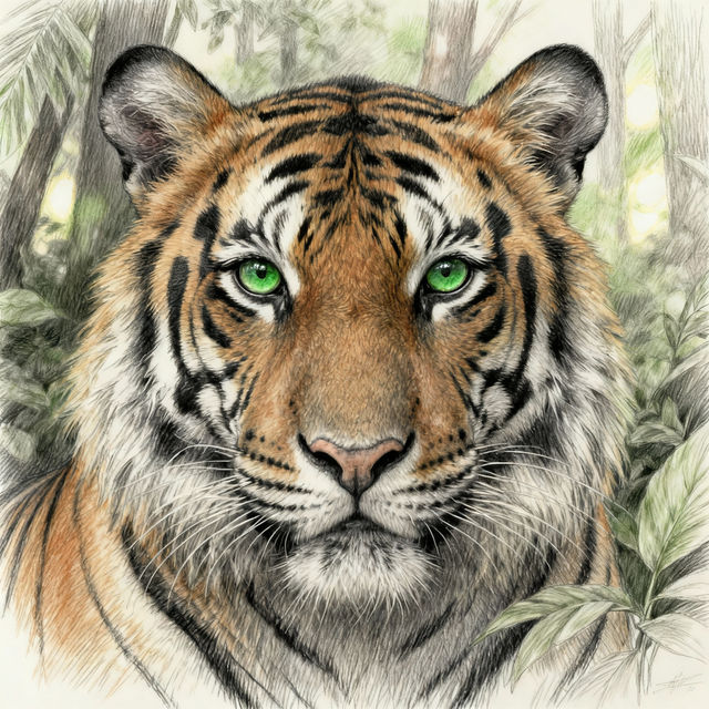 Realistic Tiger Drawings - AI Generated gallery