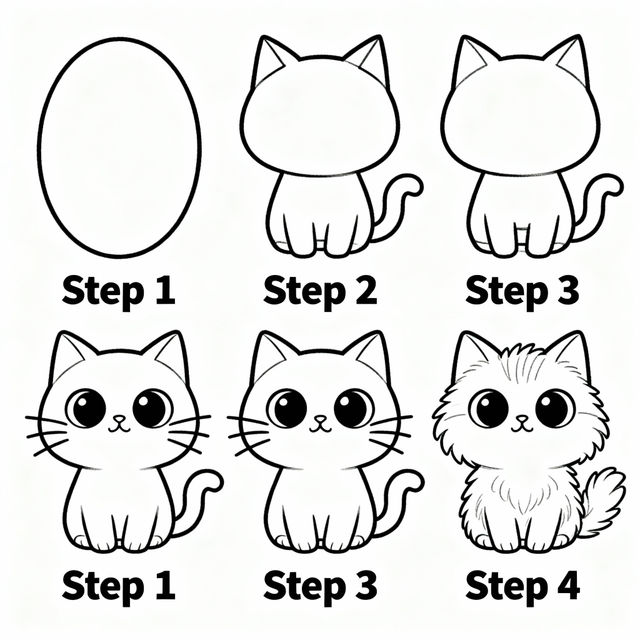Step By Step Cat Drawing gallery