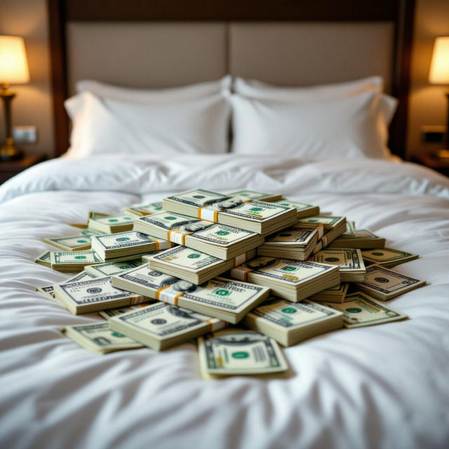 Pictures of Money on a Bed - AI Generated gallery