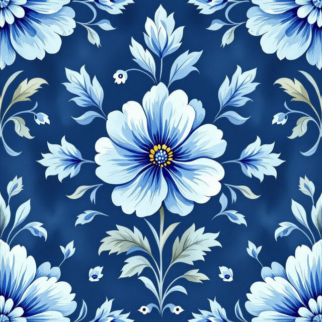 Vintage Blue Floral Wallpaper - AI Generated gallery