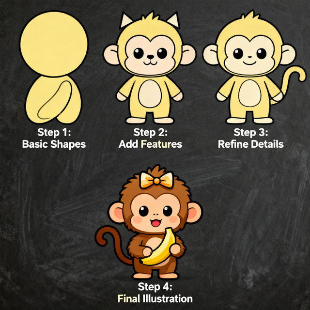 Monkey Drawing Step By Step gallery