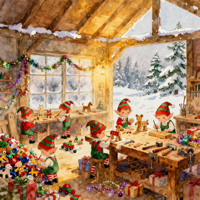 Santa's Workshop Drawings - AI Generated gallery
