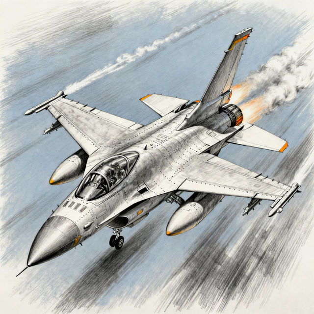 F-16 Drawing - AI Generated gallery