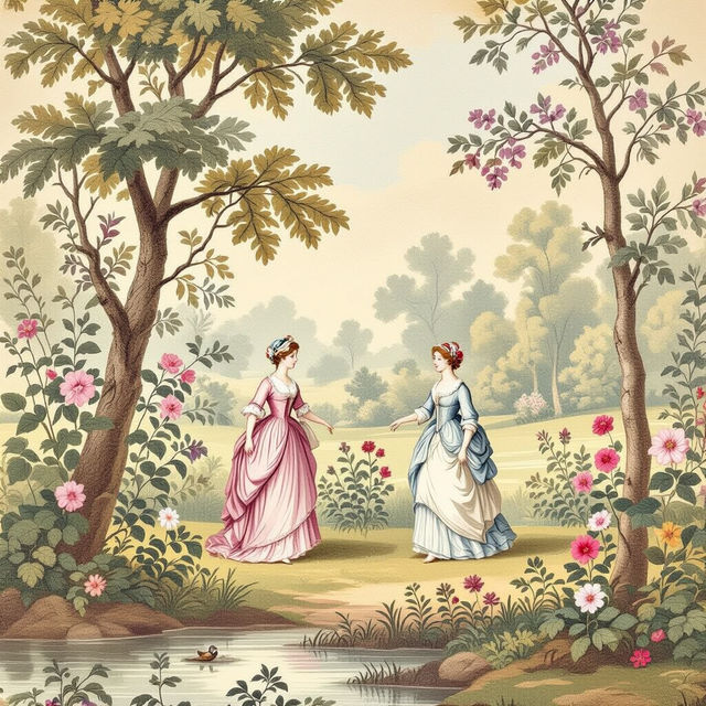 Toile De Jouy Wallpaper - AI Generated gallery