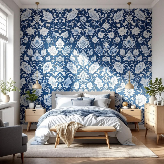 Blue And White Wallpaper - Peel and Stick gallery