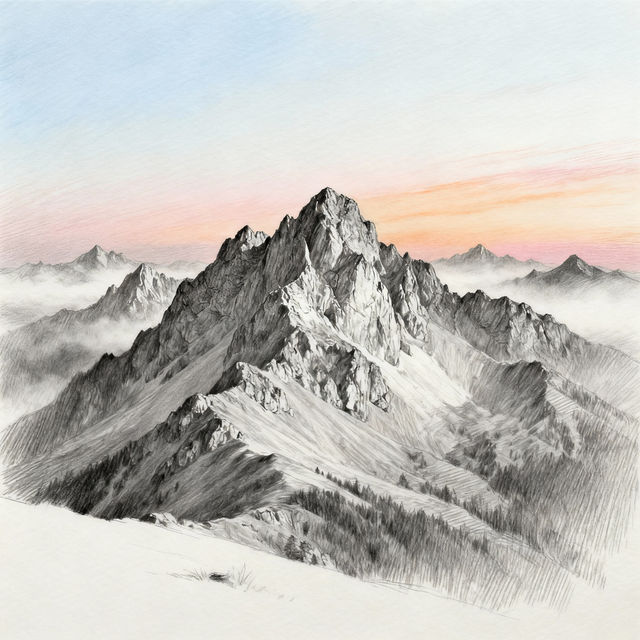 Drawing Of A Mountain - AI Generated gallery