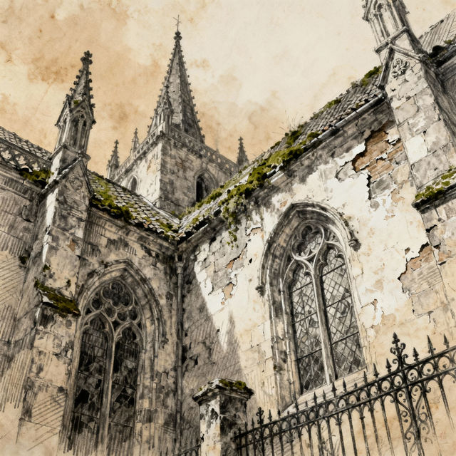 Church Sketch Art - Made With AI gallery