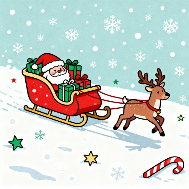 Santa Sleigh Drawing Easy gallery