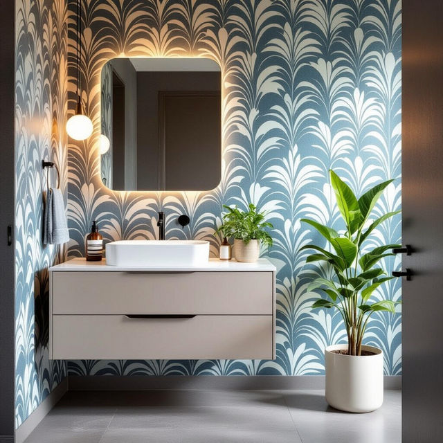 Vinyl Bathroom Wallpaper Designs gallery