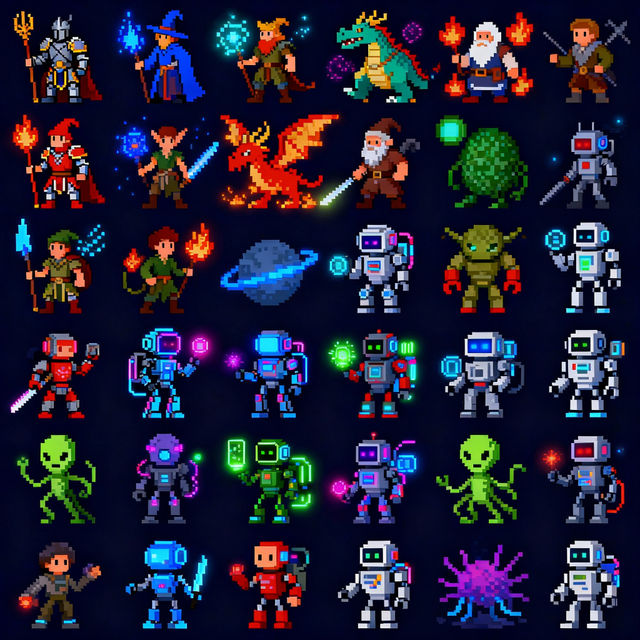 Pixel Art Character Templates gallery