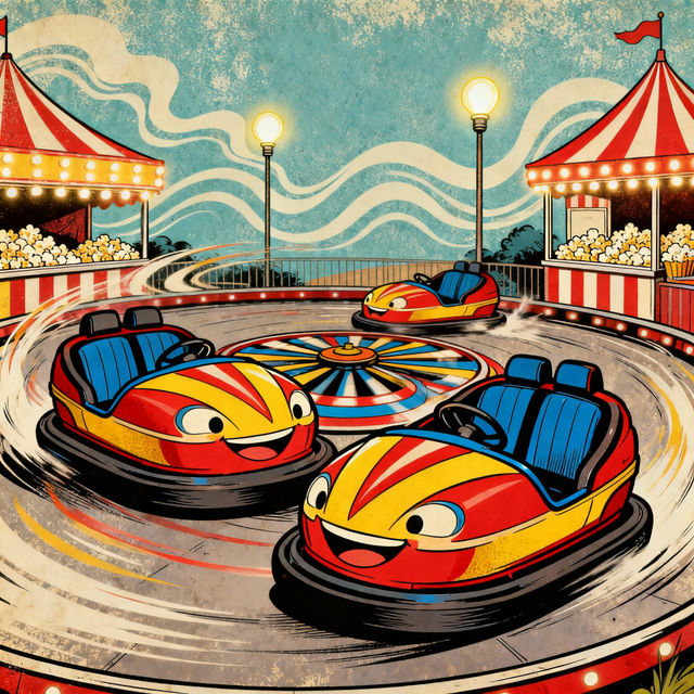Bumper Cars Drawing - AI Generated Art gallery
