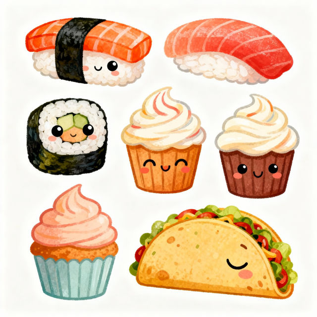 Cute Food Drawings gallery