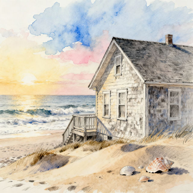 Beach House Drawings - AI Generated Art gallery