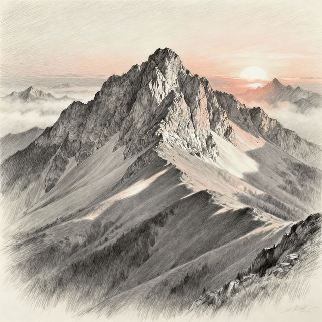 Pencil Mountain Drawings - AI Generated Art gallery