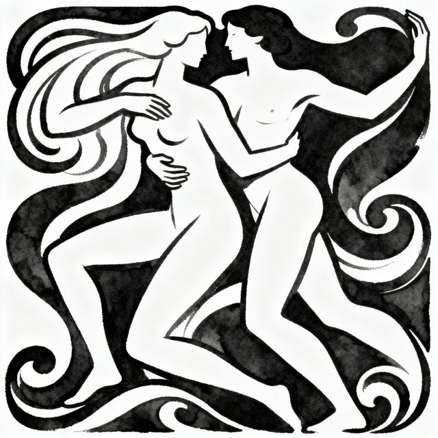 Duo Poses Drawing - AI Generated gallery