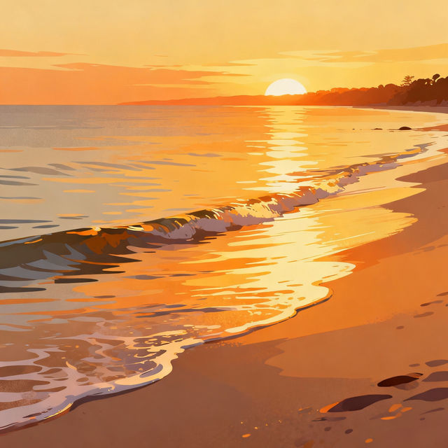 Sunset Beach Drawings - AI Generated Art gallery