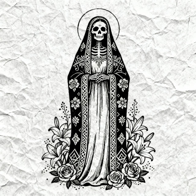 Santa Muerte Drawing Outlines gallery