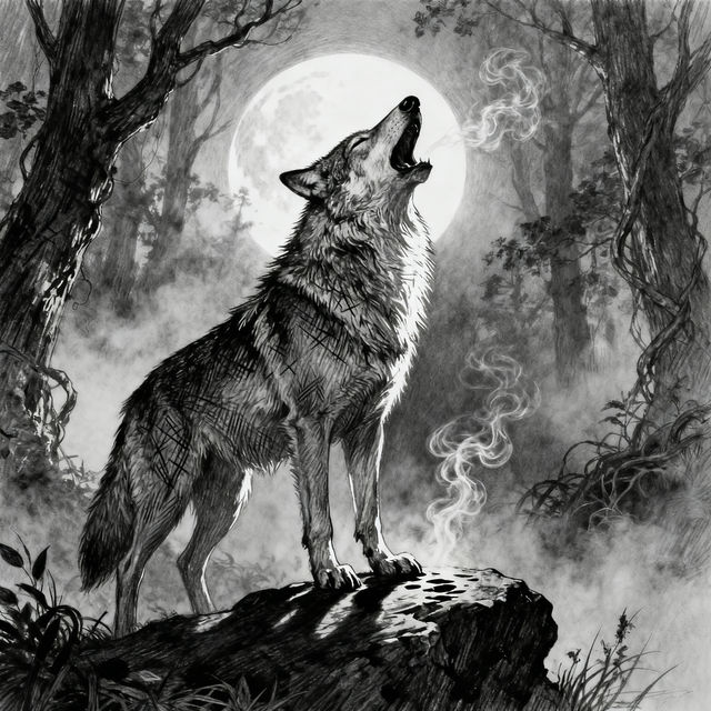 Wolves Drawing - AI Art gallery