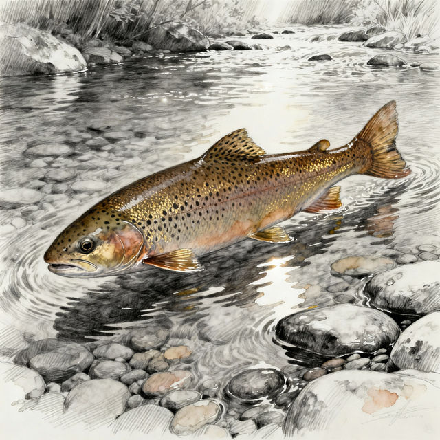 Brown Trout Drawings - AI Generated Art gallery