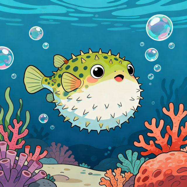 Pufferfish Drawing - AI Generated Art gallery