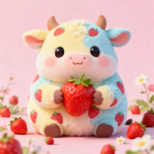 Strawberry Kawaii Cute Cow Drawings gallery