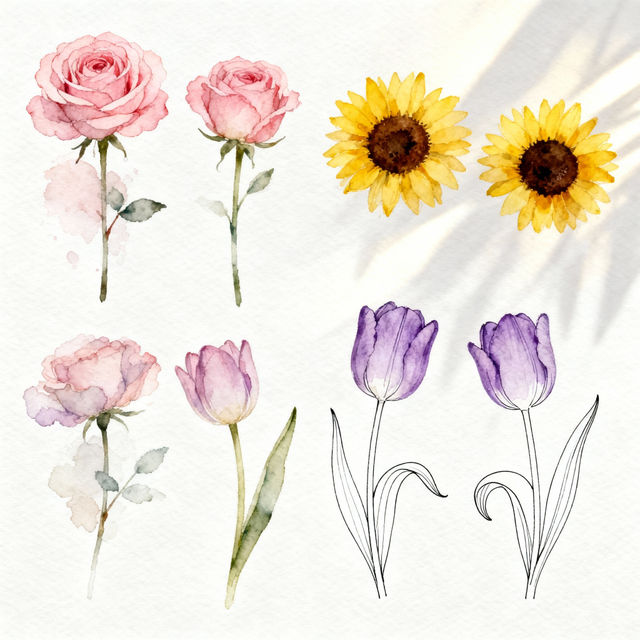 Easy Flower Drawings - Made With AI gallery
