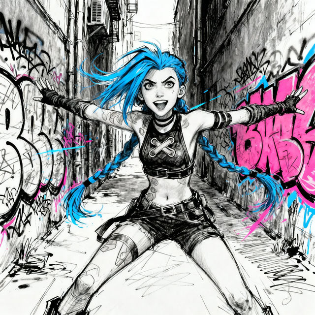 Jinx Sketch Art - Created With AI gallery