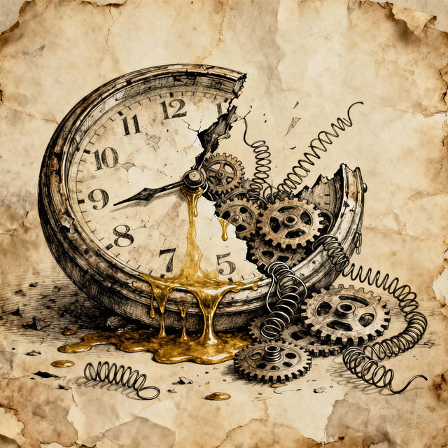 Broken Clock Drawings - AI Generated Art gallery