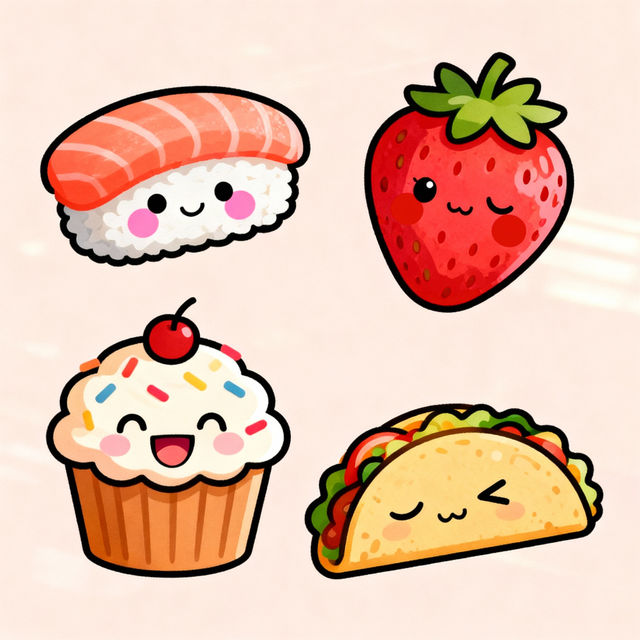Cute Food Drawings - Made With AI gallery