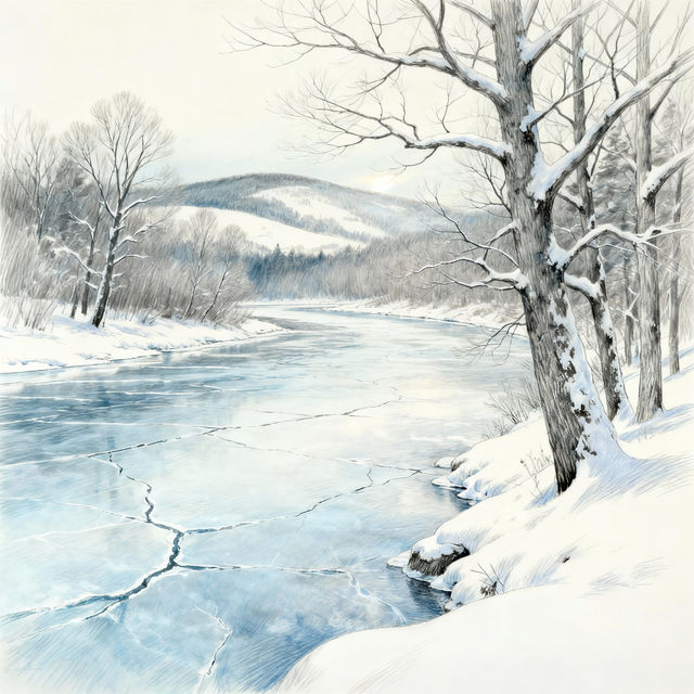 Winter Landscape Drawings - AI Generated gallery