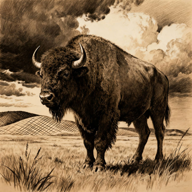Bison Drawings - AI Generated Art gallery