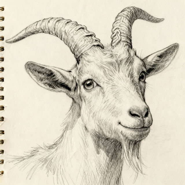 Goat Face Drawing - AI Generated Art gallery