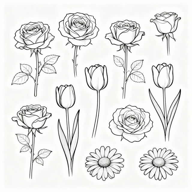 Easy Flowers Drawing gallery