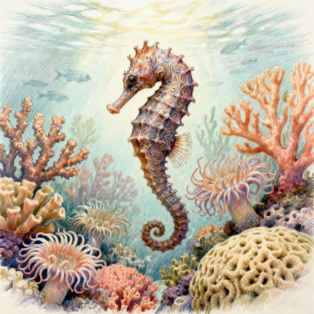 Seahorse Drawings - AI Generated Art gallery