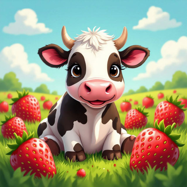 Strawberry Cow Wallpaper - AI Generated gallery