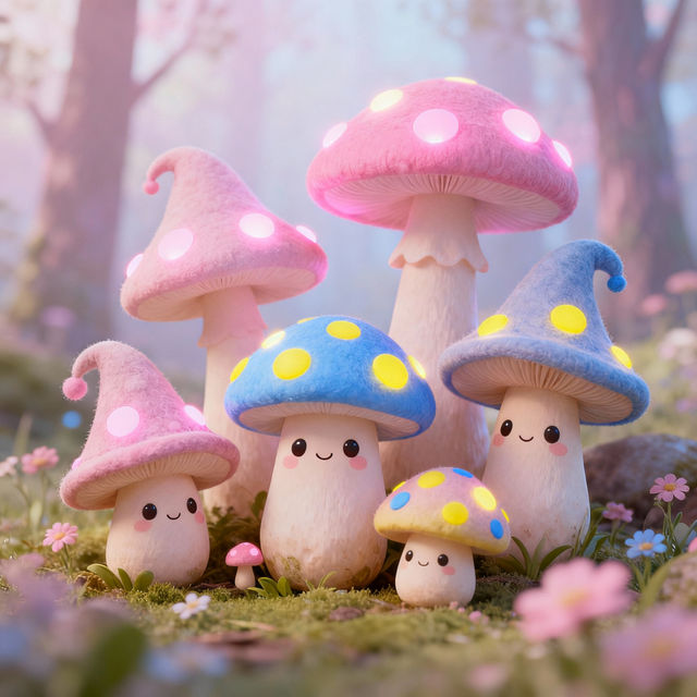 Cute Mushroom Drawings - AI Generated gallery
