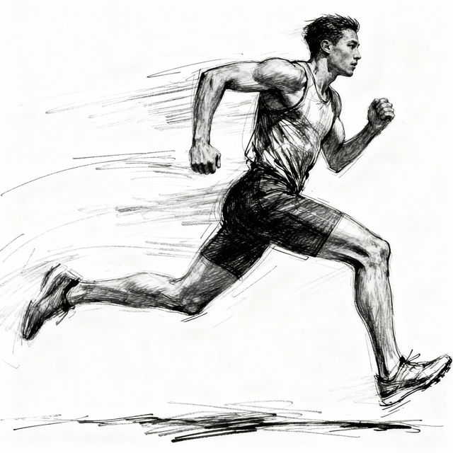 Runner Drawing - AI Art gallery