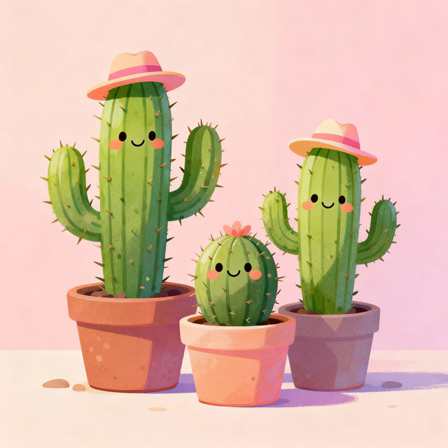 Cute Cactus Drawings - Made With AI gallery