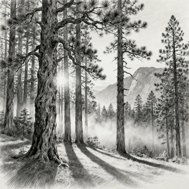 Pine Trees Drawing gallery